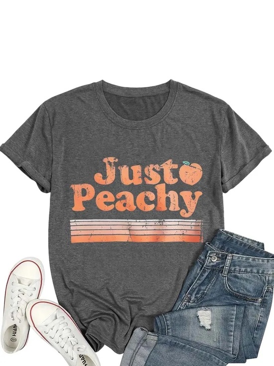 unbranded Tops - Just Peachy Graphic Tee Charcoal Plus Size 2X Short Sleeve Casual Top NWT